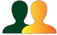 Green and gold outlines of people