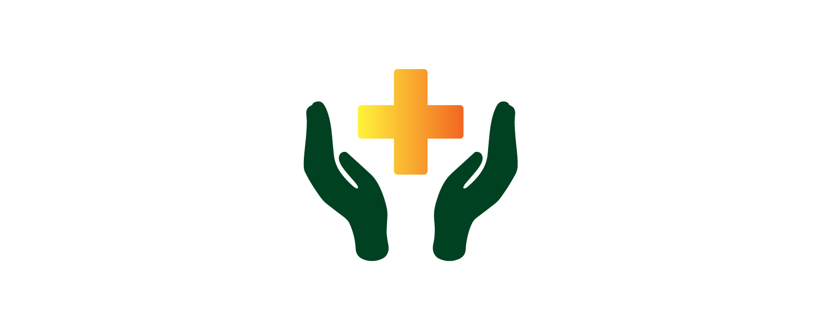 Hospital cross between two hands