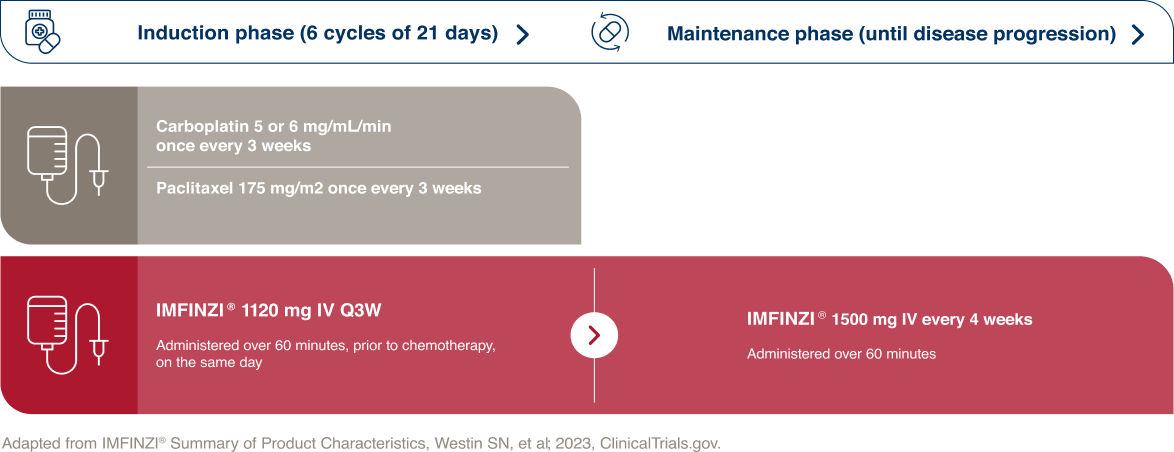 'Dosing and adminstration of Imfinzi regimen for dMMR arEC 