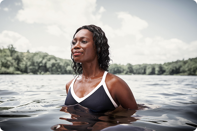 Woman smiling in the sea
