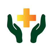 Hospital cross between two hands